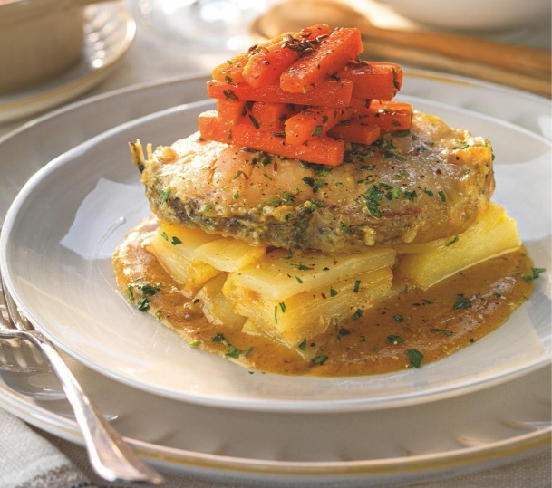 Merluza al curry con zanahorias con corte 